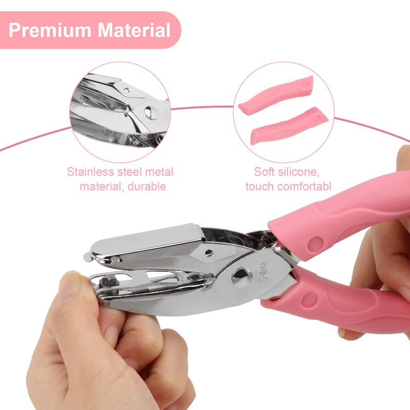 Rongon Star Shaped Hole Paper Punch Set 2 Pcs Hole Punches 1/4 Inch Handheld Hole Punch Kit Tools with Soft-Handled Scrapbooking for Craft DIY Tags Clothing Ticket - Image 3